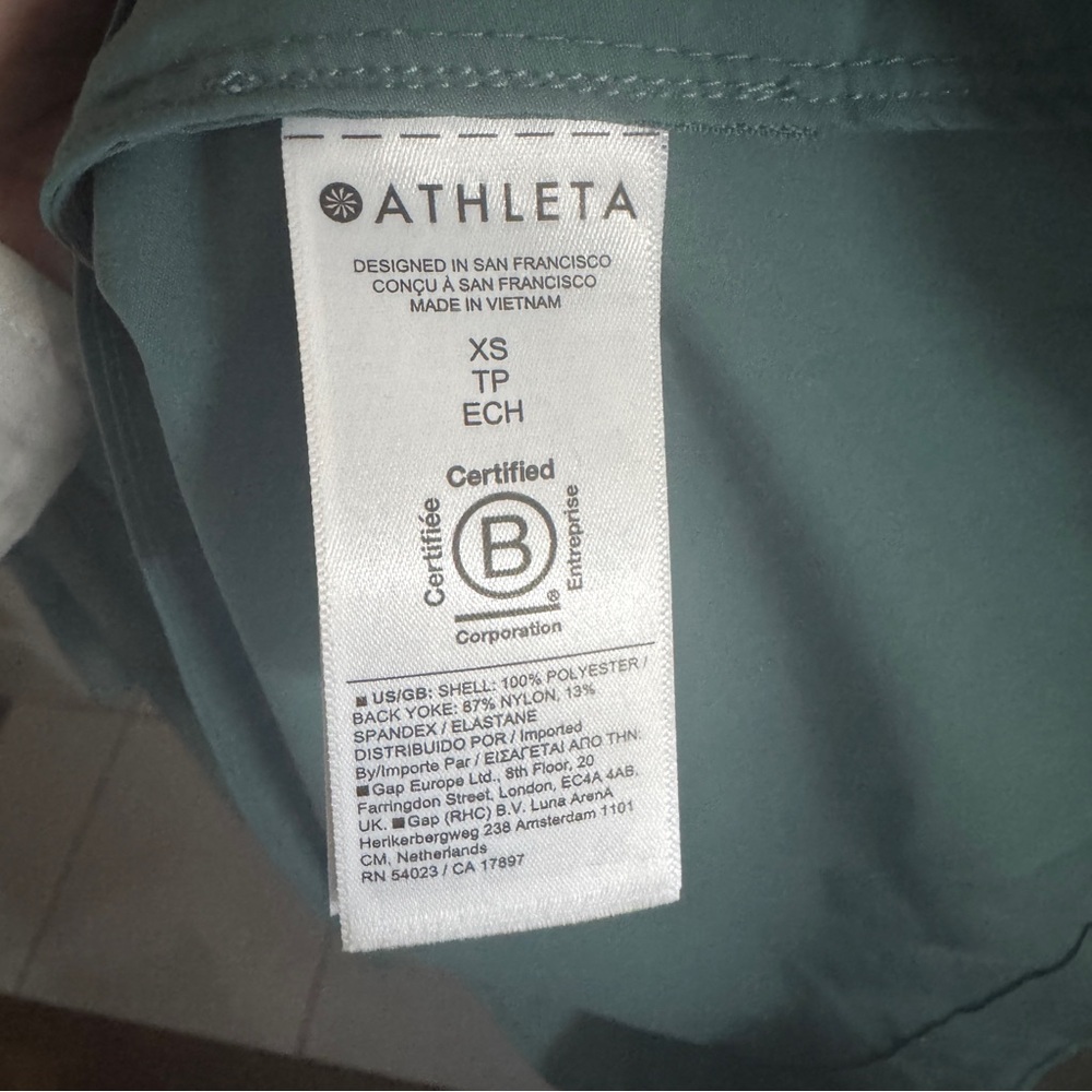 Athleta Advantage Poplin Top XS Teal Breathable Zip Pockets Ventilation - Picture 6 of 6